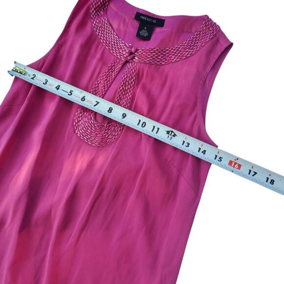 Arden B Silk Pink Sleeveless Mini Dress with Beaded Neckline - Small - Picture 5 of 8